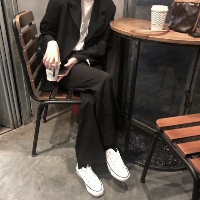 レディーススーツ レディースセットアップ レディース上下 レディース セットアップ スーツ 上下 ジャケット パンツ ロングパンツ 長袖 黒 ブラック きれいめ マニッシュ 定番 ベーシック ゆったり 代 30代 オフィス 通勤 きちんと 春 秋 冬 T Selfun