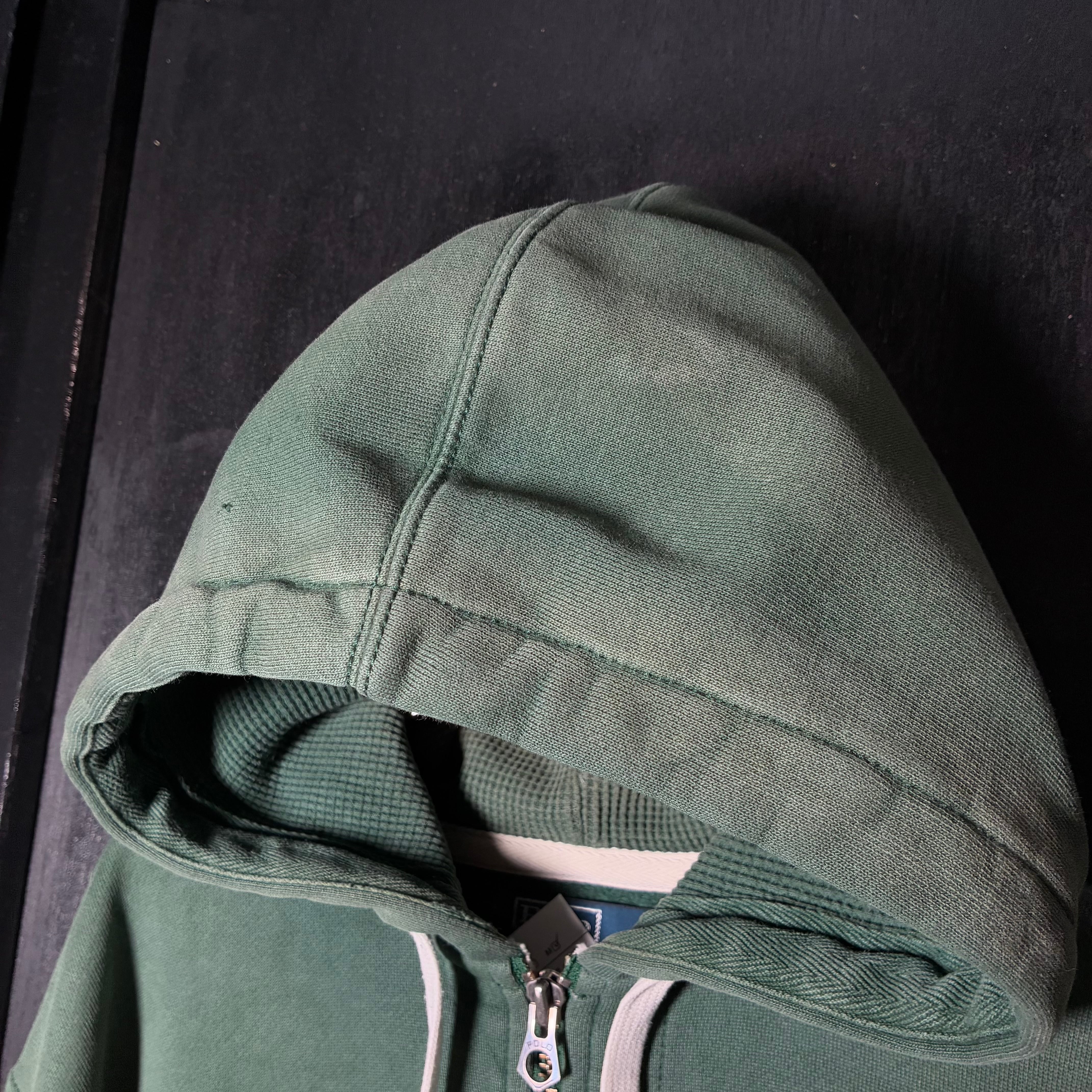 90s POLO RALPH LAUREN ジップパーカー 極上フェード 緑 フード裏