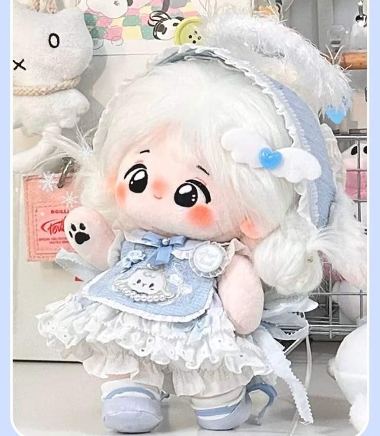 20cmぬい服】子羊ワンピの天使メイドコーデ 着せ替えぬいぐるみ 棉花