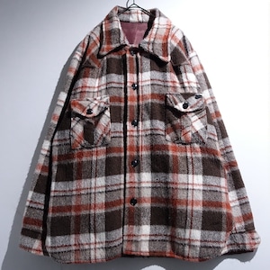 70s Multicolor Check Acrylic Wool CPO Shirt Jacket