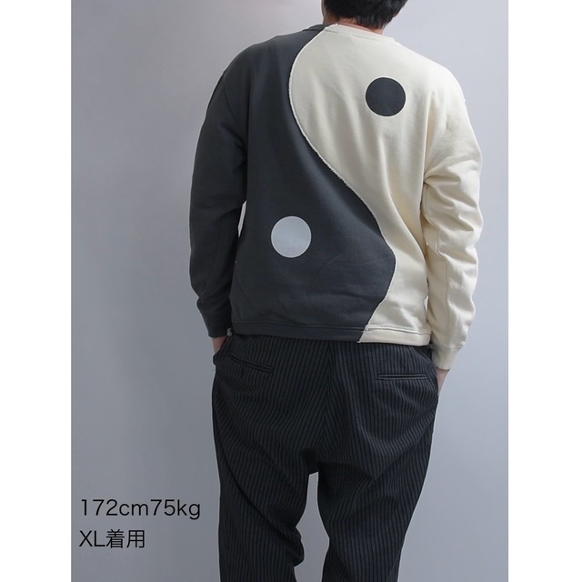 Re:build Yin Yang 再構築 インヤン 太陰太極図 カットワーク デザイン リメイク スウェット トレーナー オリジナル 別注 モノトーン スミクロ キナリ