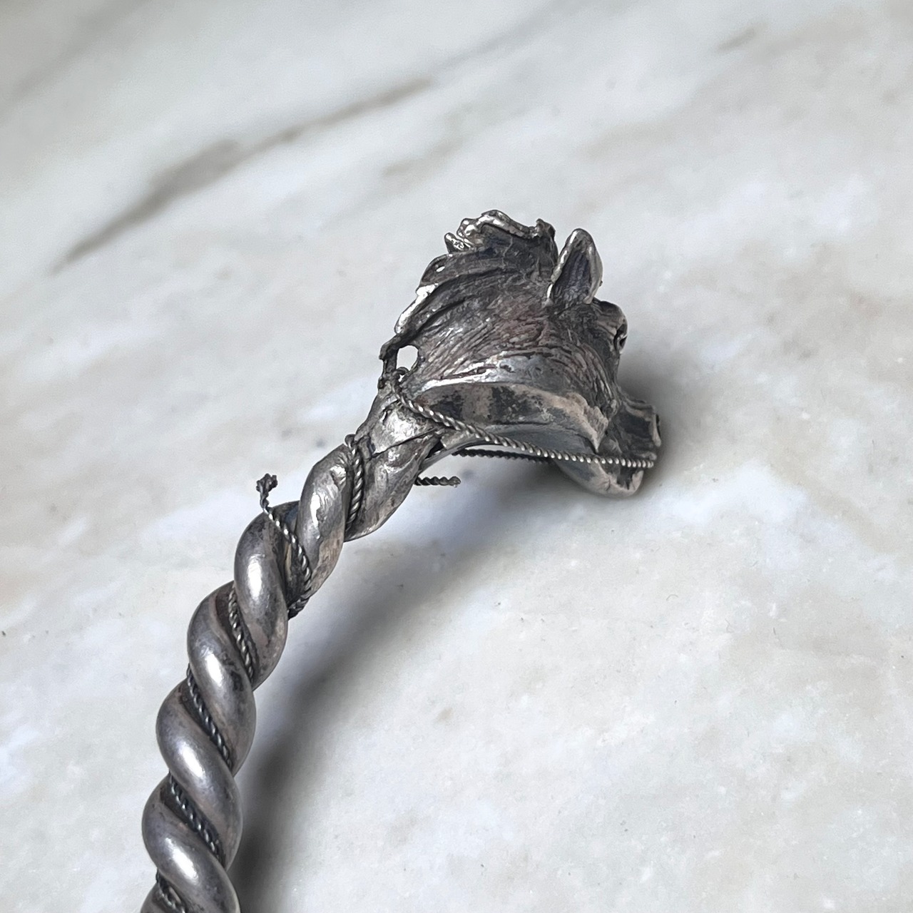 vintage twisted silver horse bangle