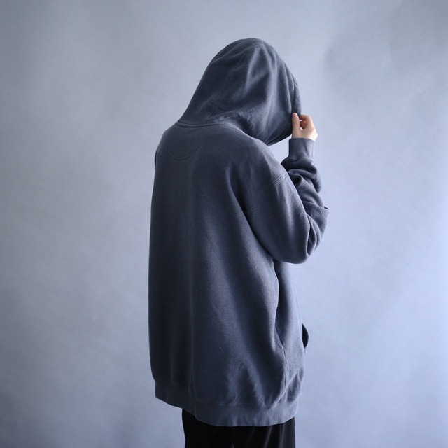 "Carhartt" sleeve printed over size gray sweat parka