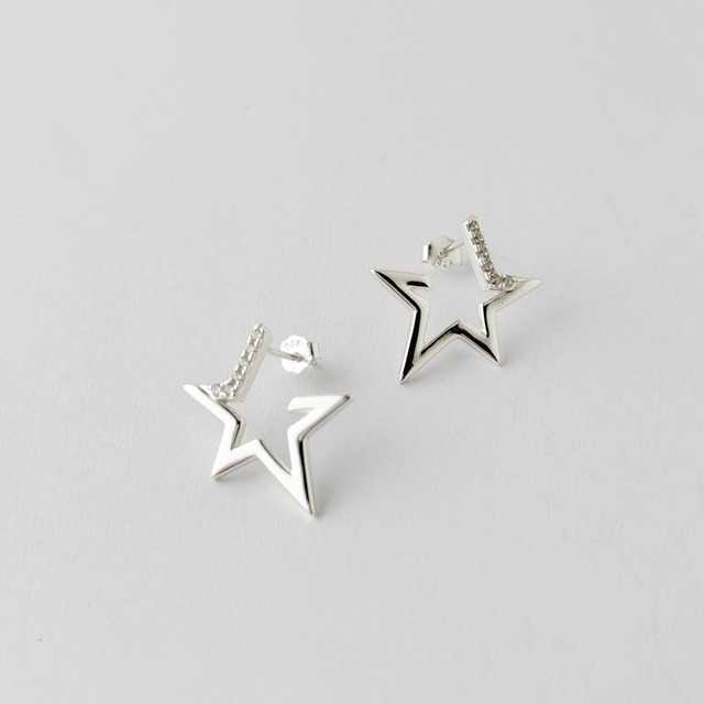 ジルコニア シャイニー スター くりぬき スタッドピアス