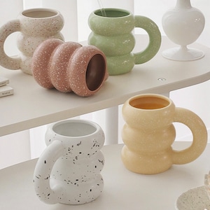 wave ceramic mug 5colors / ウェーブ マグカップ セラミック コップ おうちカフェ オブジェ 韓国雑貨