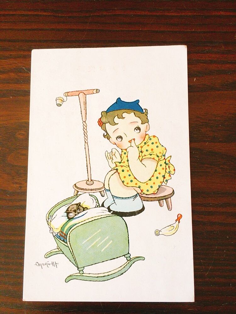 くるくるクルミちゃん 大きめイラスト 絵葉書 昭和レトロ | レトロ雑貨