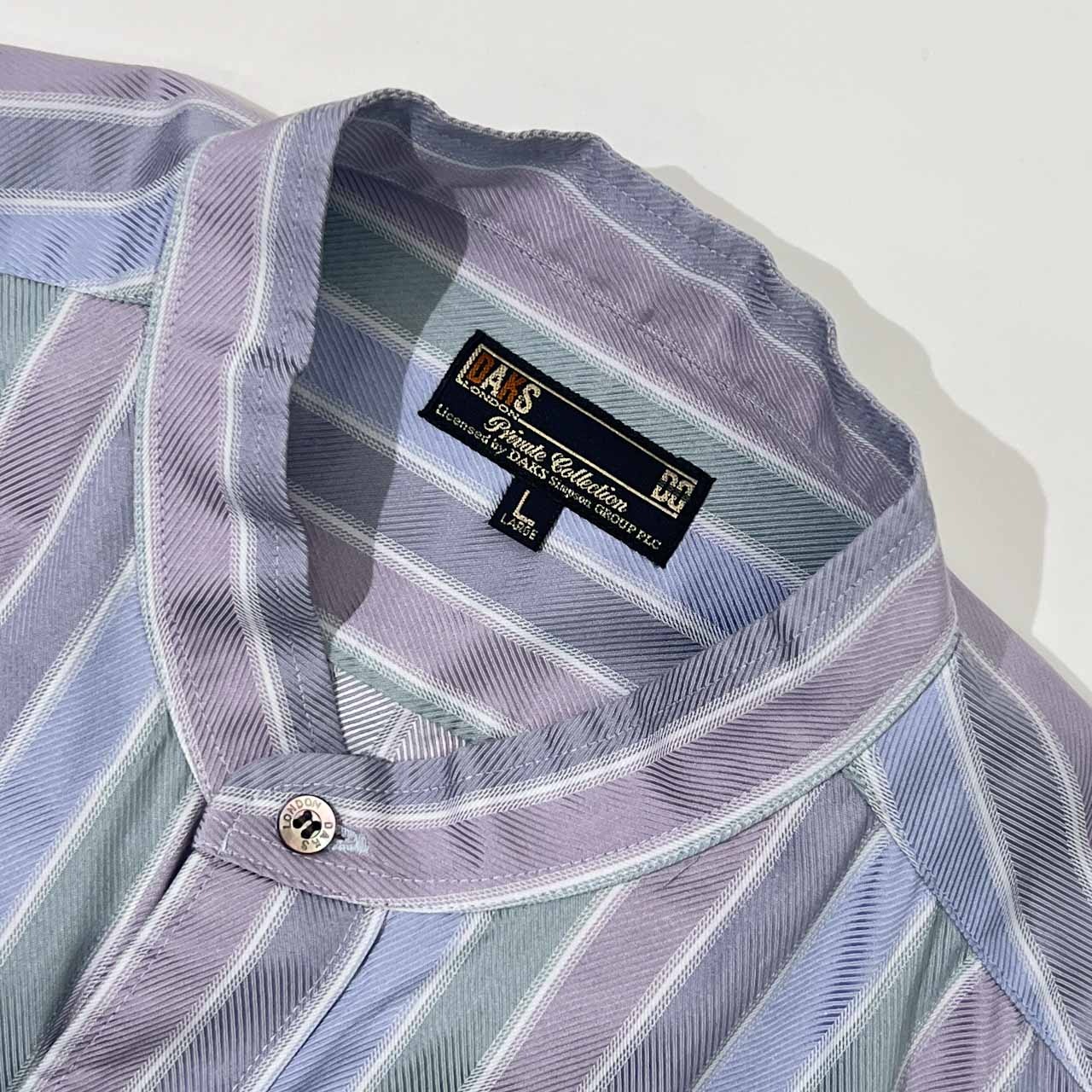 DAKS ダックス ストライプ バンドカラー 長袖シャツ L/メンズ