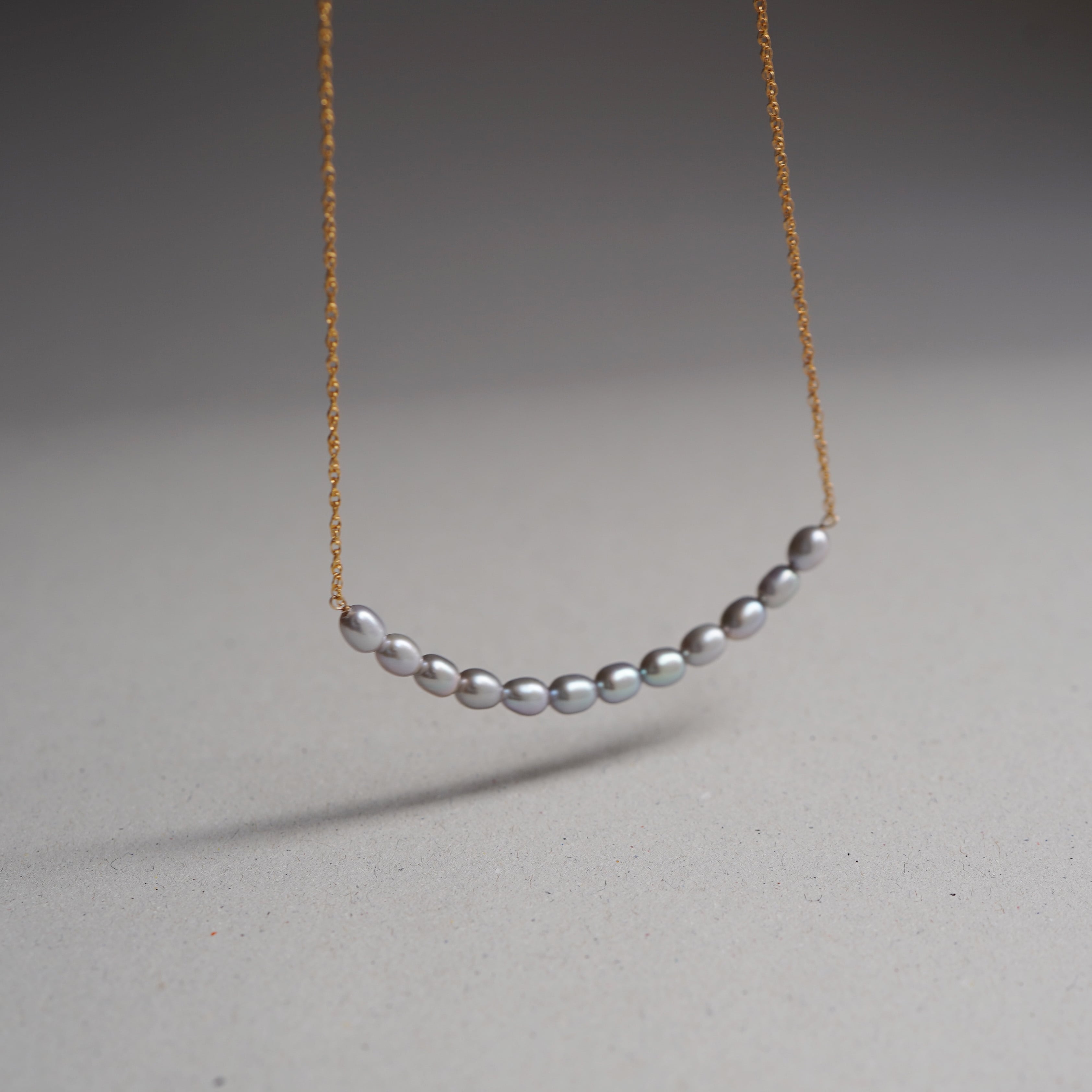 14KGF ライスパールラインネックレスGY