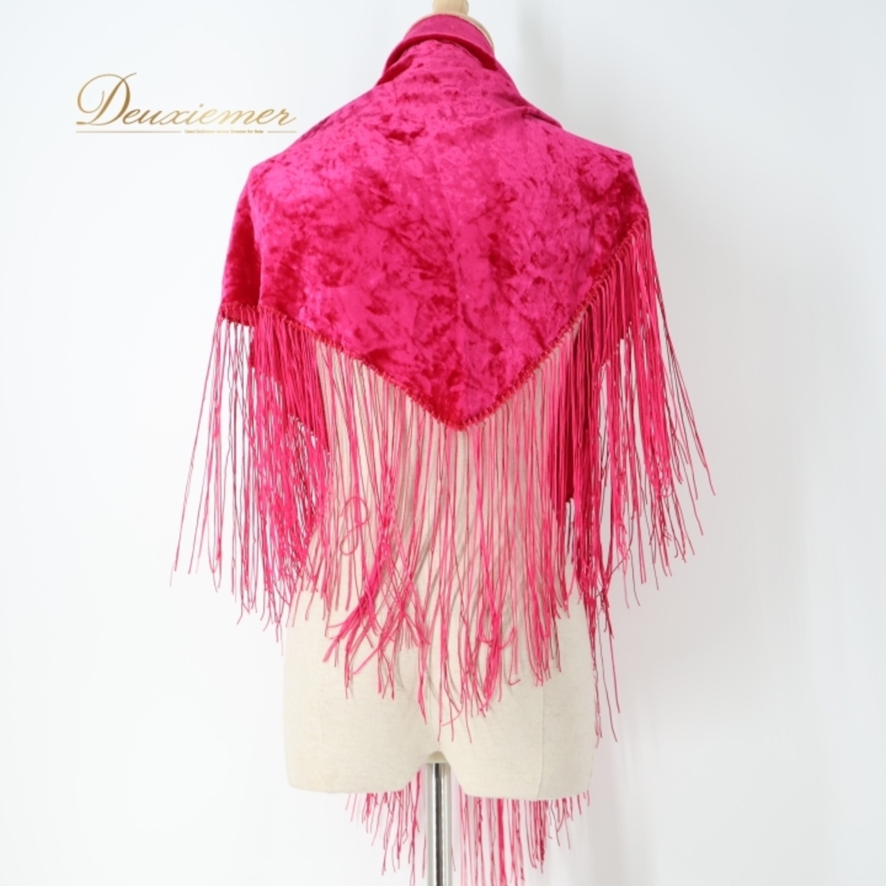 フラメンコ 衣装 シージョ ピキージョ ベロア フレコ フリンジ ダンス 小物 装飾 パーティ 発表会 軽い 三角形 トライアングル 無地 ピンク系 コスチューム 綺麗な色 かわいい デザイン おしゃれ 大人用 レディース フェス