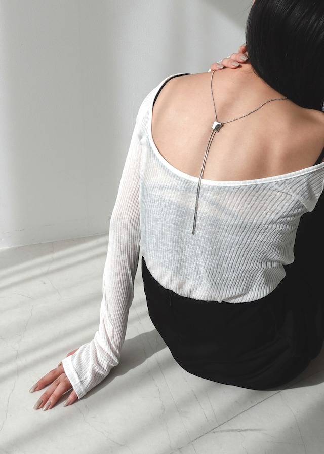 CF240215 back open sheer rib tops〈 ivory 残り5点 〉