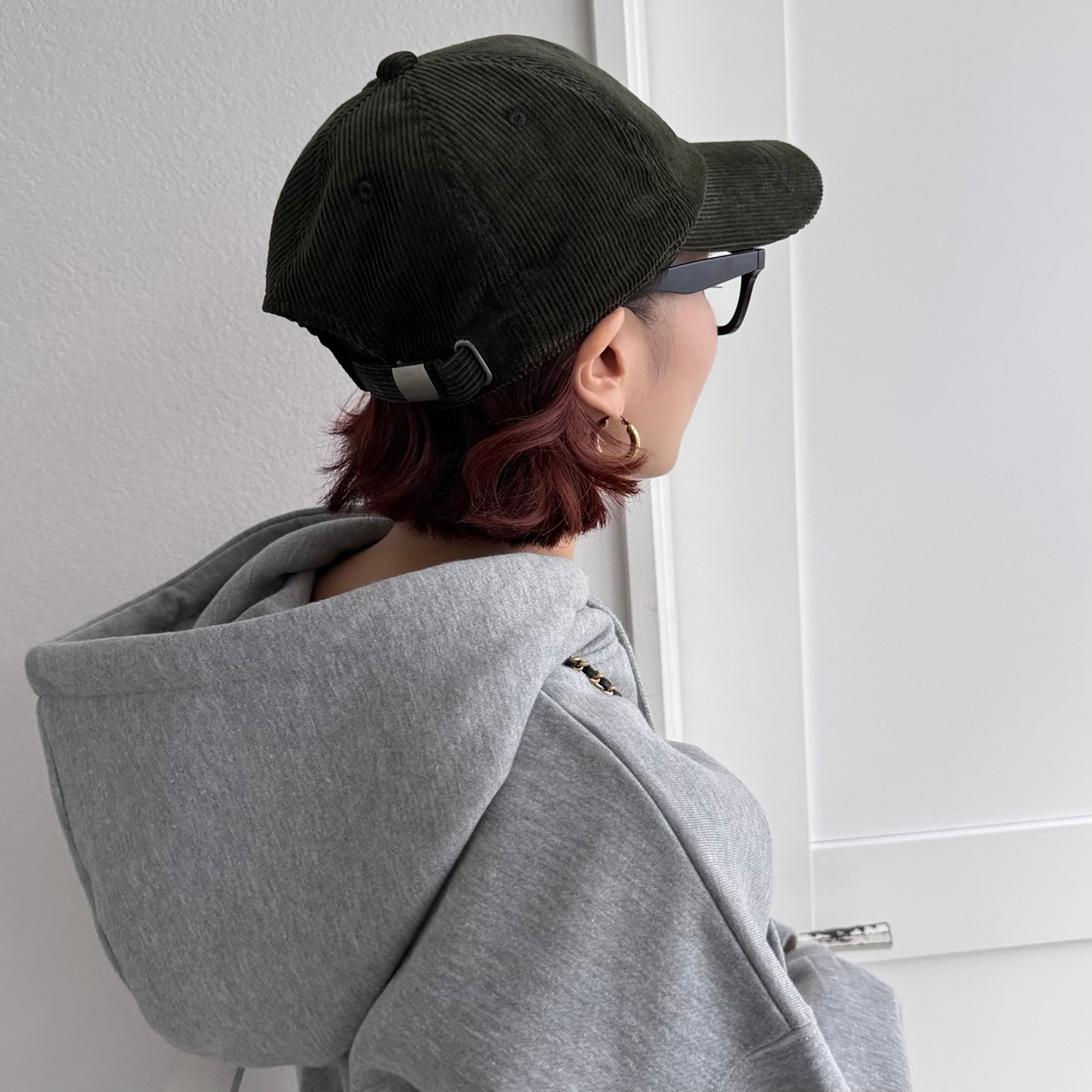 corduroy lettering cap/green