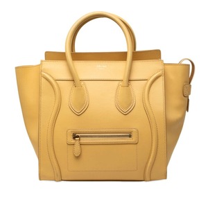セリーヌ ラゲージ ミディアムショッパー ハンドバッグ トートバッグ イエロー レザー レディース CELINE 【中古】