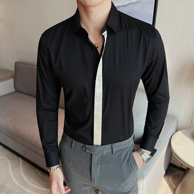 バイカラーライン　長袖シャツ　２カラー　A1727