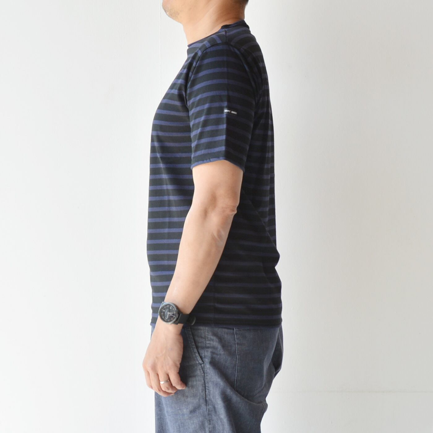 セントジェームス SAINT JAMES 薄手ボーダーシャツ半袖(PIRIAC)NOIR/NAVY