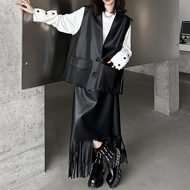 Pu leather vest C0175