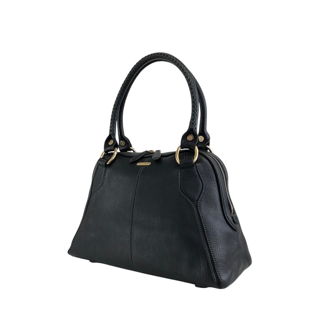 CELINE セリーヌ ハンドバッグ ブラック ロゴプレート レザー ミニボストン vintage ヴィンテージ オールド gh4sw6