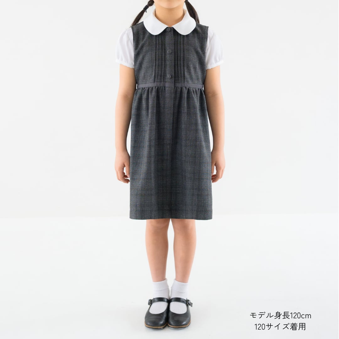 七里 半袖ワンピース 130cm グレー/チェック