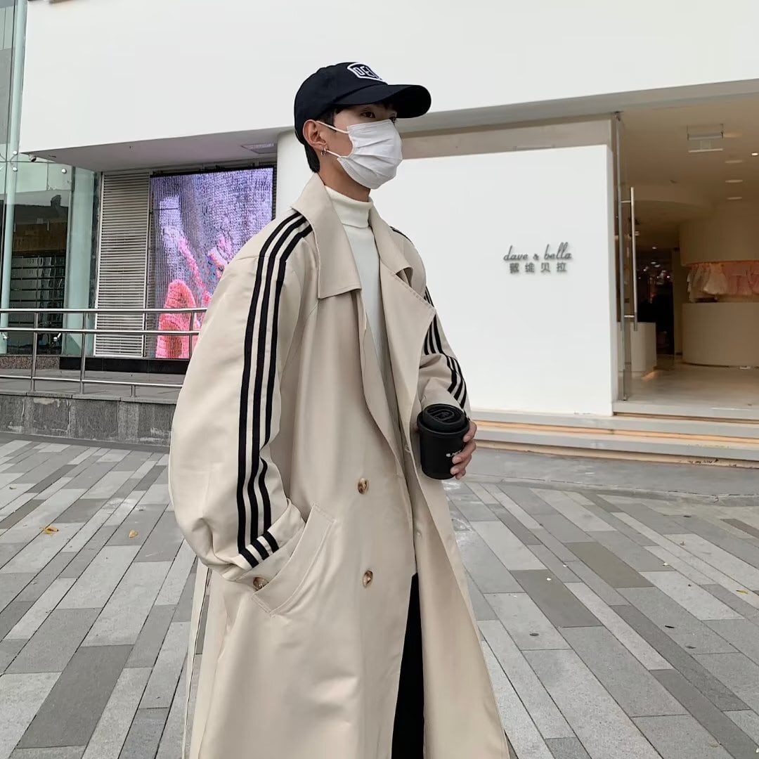 カジュアルライントレンチコート bt0659【韓国メンズファッション 