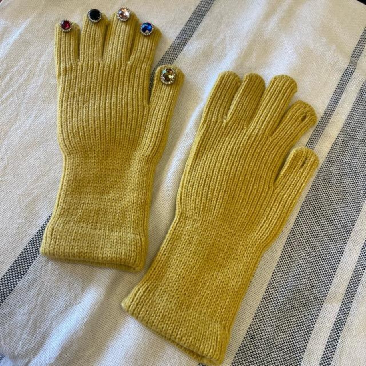 TOPANGA Accessory Jewel Nail Touchscreen Knit Glove (2 colors) Yellow and Red Gift