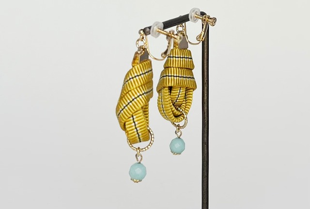 真田紐イヤリング シルク　明石 akasi（ミモザ）