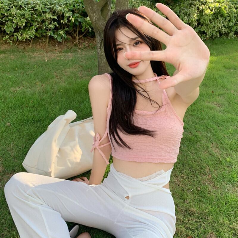 レースクロスストラップ ハイウェストウェストサマー ストリート 大人ガーリー スウィート キュート カジュアル 夏物 ガールズファッション47816814808