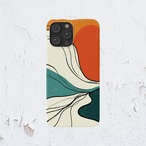受注生産 iPhoneケース 赤い丸とグリーン流線の抽象柄｜カーヴィー抽象 CURV025B