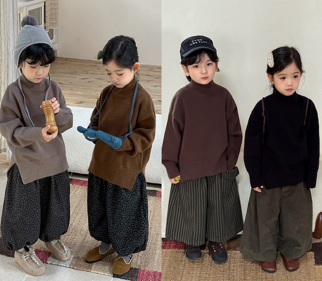 リブニットプルオーバー（4色展開）JIAY｜トップス セーター｜小学生 ジュニア対応｜通学 普段着｜韓国子供服｜男の子 女の子｜80-140cm｜2026秋服 ［取寄］