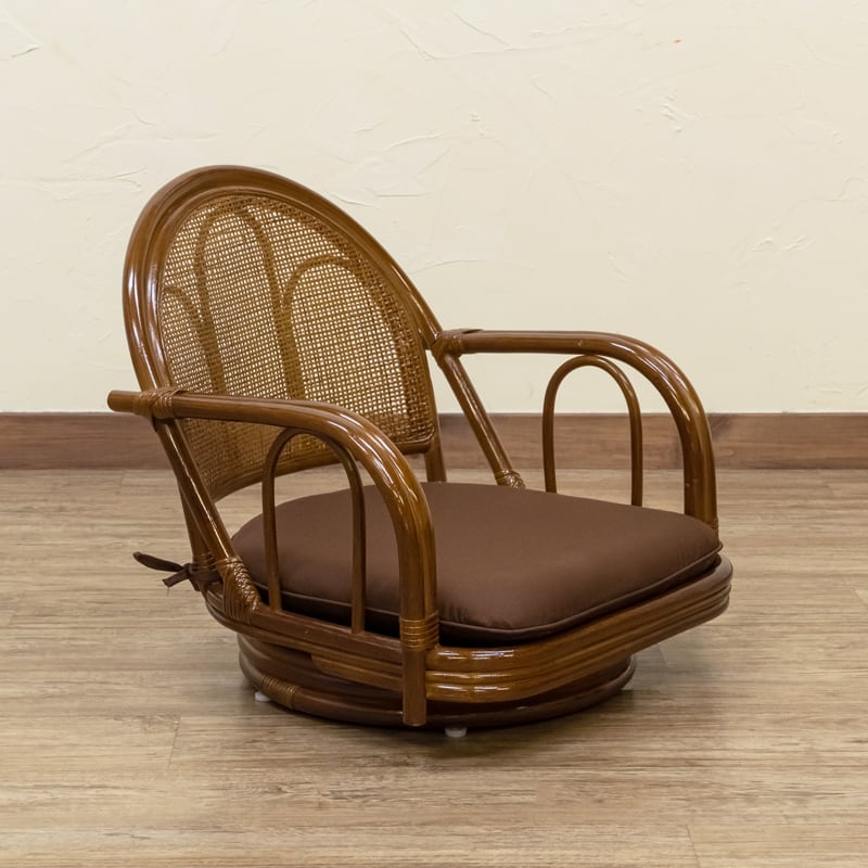 ラタン　回転座椅子　ロータイプ　ブラウン ラタン 回転座椅子 ロータイプ BR/HN | 心地よいインテリアと備えの