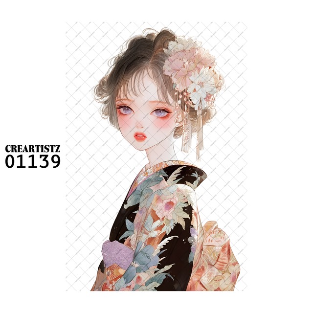 01139 ガール キュート オリジナル ペーパー/ステッカー 4枚セット CREARTISTZ