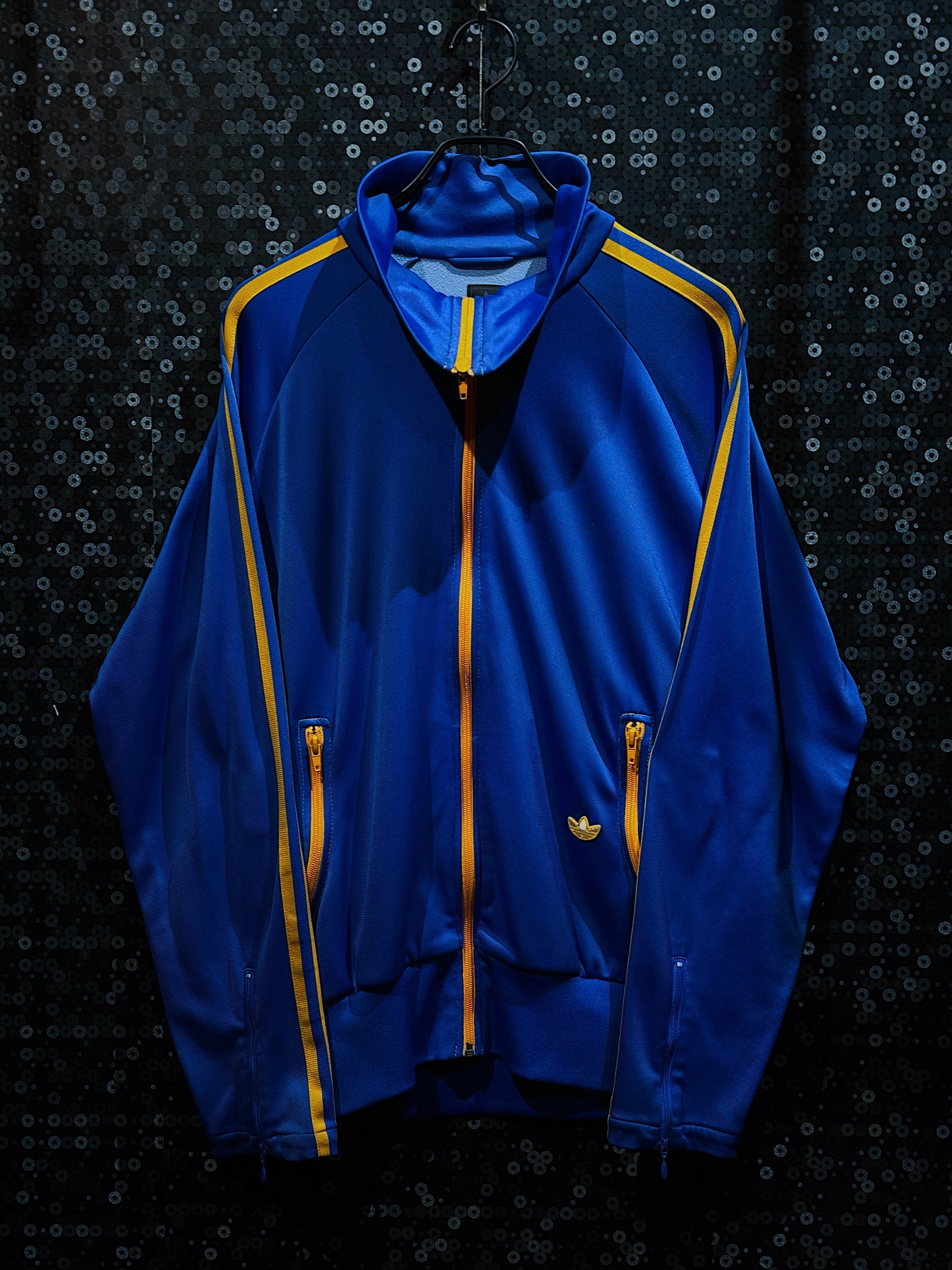 "adidas original"vintage gold accent grand sleeve Blue track jacket