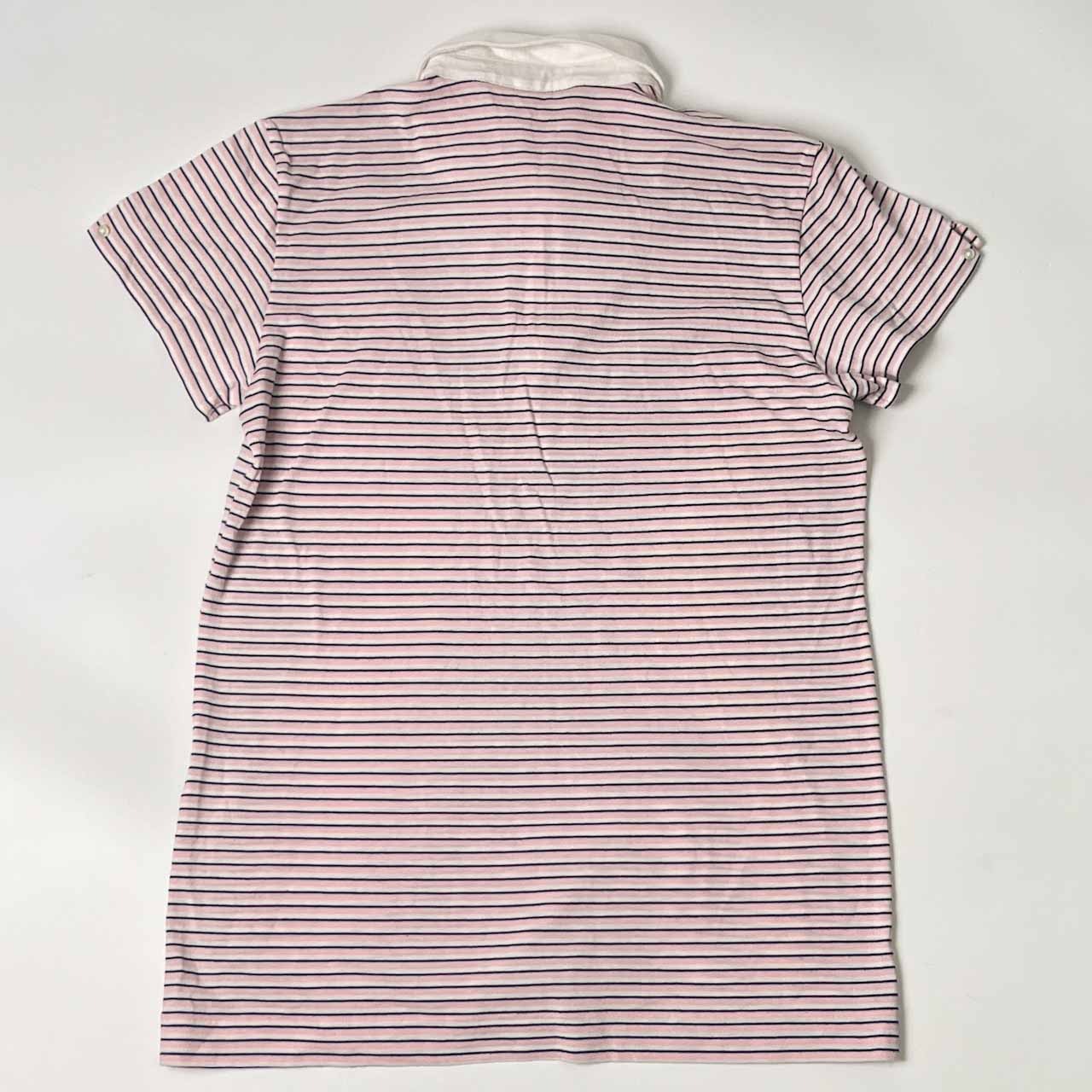70s 80s CHEMISE LACOSTE シュミーズラコステ ボーダー 重ね着風 天竺 半袖 ポロシャツ 40/うすピンク系