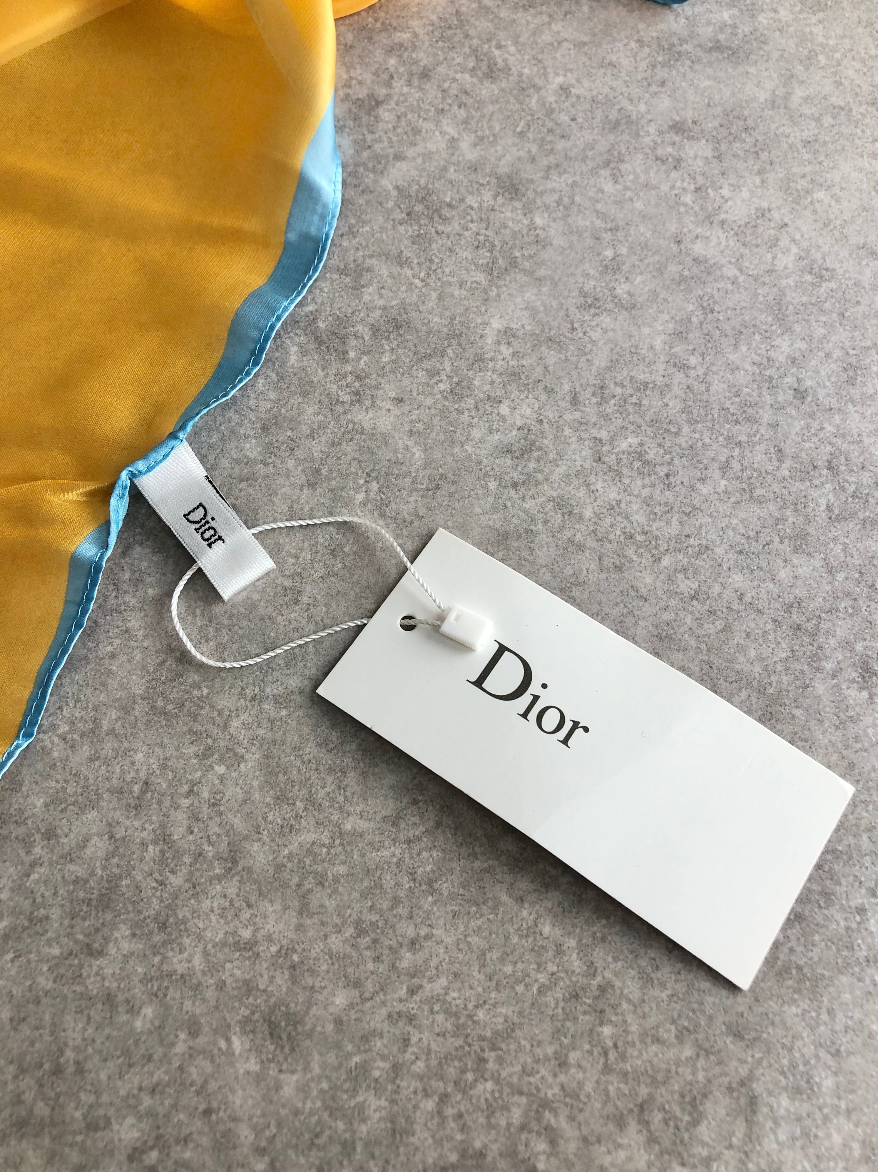 Christian Dior クリスチャン ディオール スカーフ イエロー×ブルー