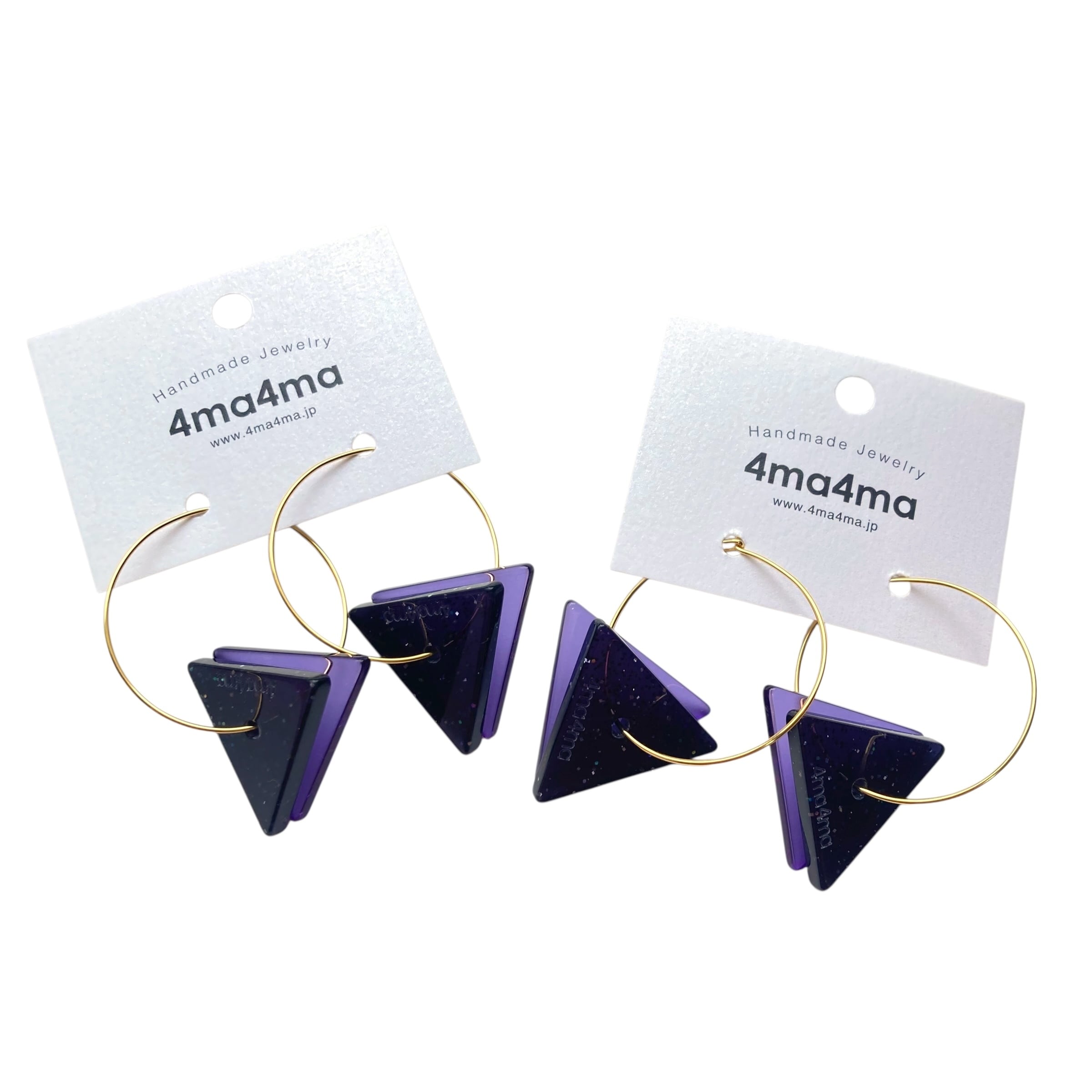 【12/14(日)21:00-12/17(水)12:00まで限定❣️】 4ma4ma / 三角フープピアス(ブラック)