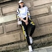 大人 カジュアル 大きいサイズ セットアップ レディース Ｔシャツ ジャージ ロングパンツ 上下セット スポーティー トップス ボトムス  縦ライン 半袖 ヒップホップ ヨガ アウトドアー フィットネス 体型カバー ハイウエスト Cute ウォーキング ダンス ストリート ルーズ 緩め アクティブ 楽ちん おしゃれ 男ウケ デート服 韓国ファッション 通販 2020 春 夏 秋 