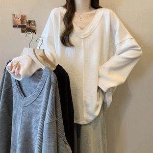 【送料無料】 セーター 3色 リブニット 30代 40代 女性用 レディース トップス ロング丈 大きい オーバーサイズ 長袖 萌え袖 Vネック Aライン フレア プルオーバー ニット 無地 こなれ感 大人 おしゃれ お洒落 ラフ コンサバ デート お出かけ お茶会 女子会 休日 授業参観 秋 冬 着回し デイリーユース 普段使い ファッション スタイル 楽ちん 定番アイテム 着痩せ 垢抜け