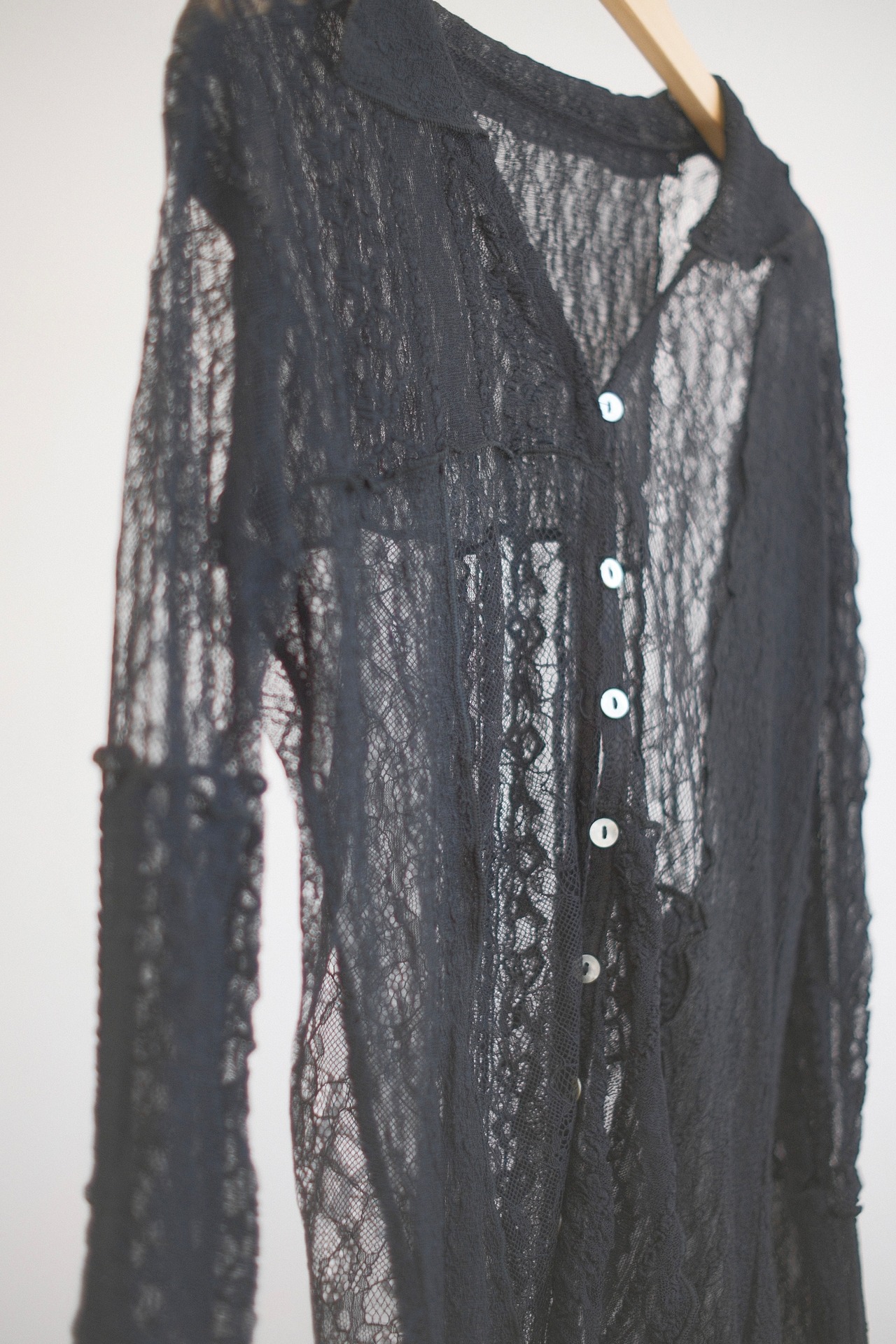 Lace Patchwork Cardigan Top / BLACK - 6