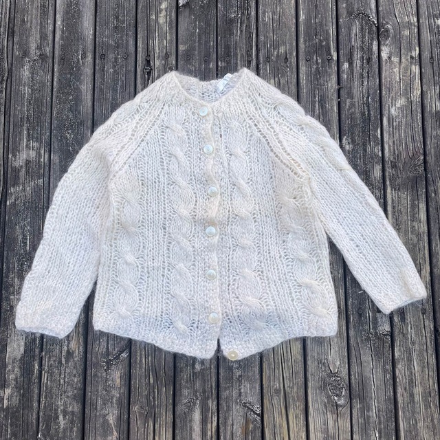made in ITALY		mohair short cable cardigan