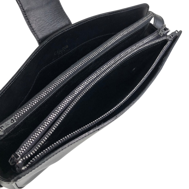 CELINE セリーヌ ショルダーバッグ ブラック トリオンフ レザー vintage ヴィンテージ オールド 5bs5ri