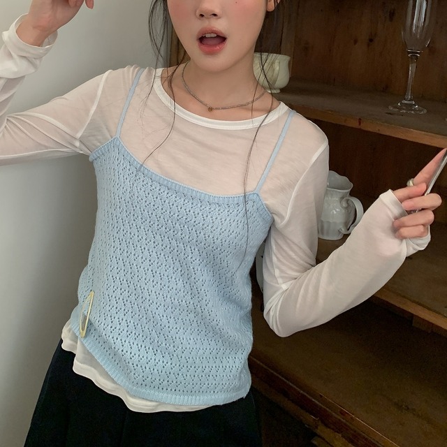 mesh knit camisole　m-0023