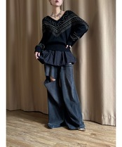 retro mode design black knit-5019-10