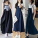 【人気】 夏にぴったり 羽織る 細キャミワンピース 綿麻/デニム 体型カバー 涼しい ロングキャミワンピース デニムキャミワンピース メガ割