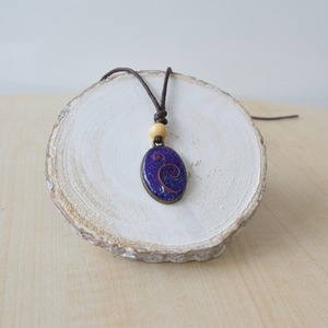 アートひもペンダント（紫） 　pendant　【さっぽろアイヌクラフト】
