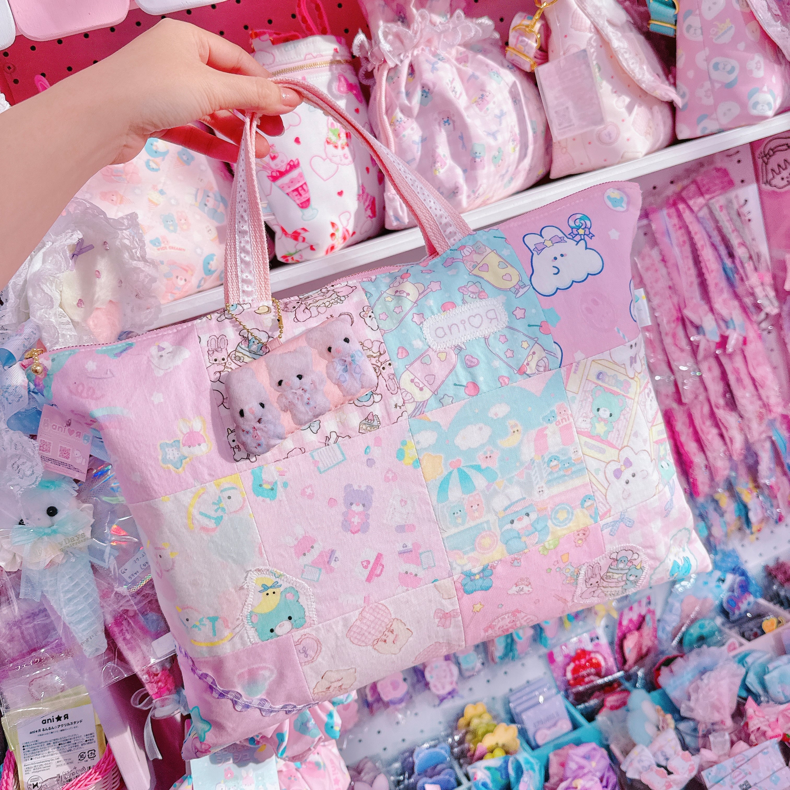 【K2】79-17パッチワークレッスンバッグ(ファスナー)