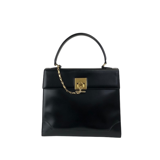 CELINE セリーヌ ハンドバッグ ブラック ガンチーニ マンテル レザー vintage ヴィンテージ オールド gpjwxc