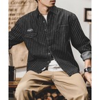 Pinstripe Denim Long Sleeve Shirt ◇2color H0797