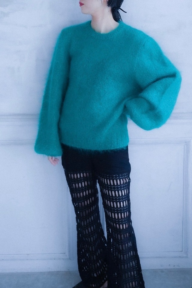 green gritter mohair knit