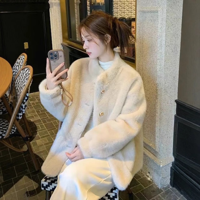 【コート】 ファーコート レディース きれいめ ミドル  秋 冬 20代 30代 40代 可愛い ファーコート 韓国 アウター フォーマル きれいめ カジュアル ホワイト 白 ベージュ S M L