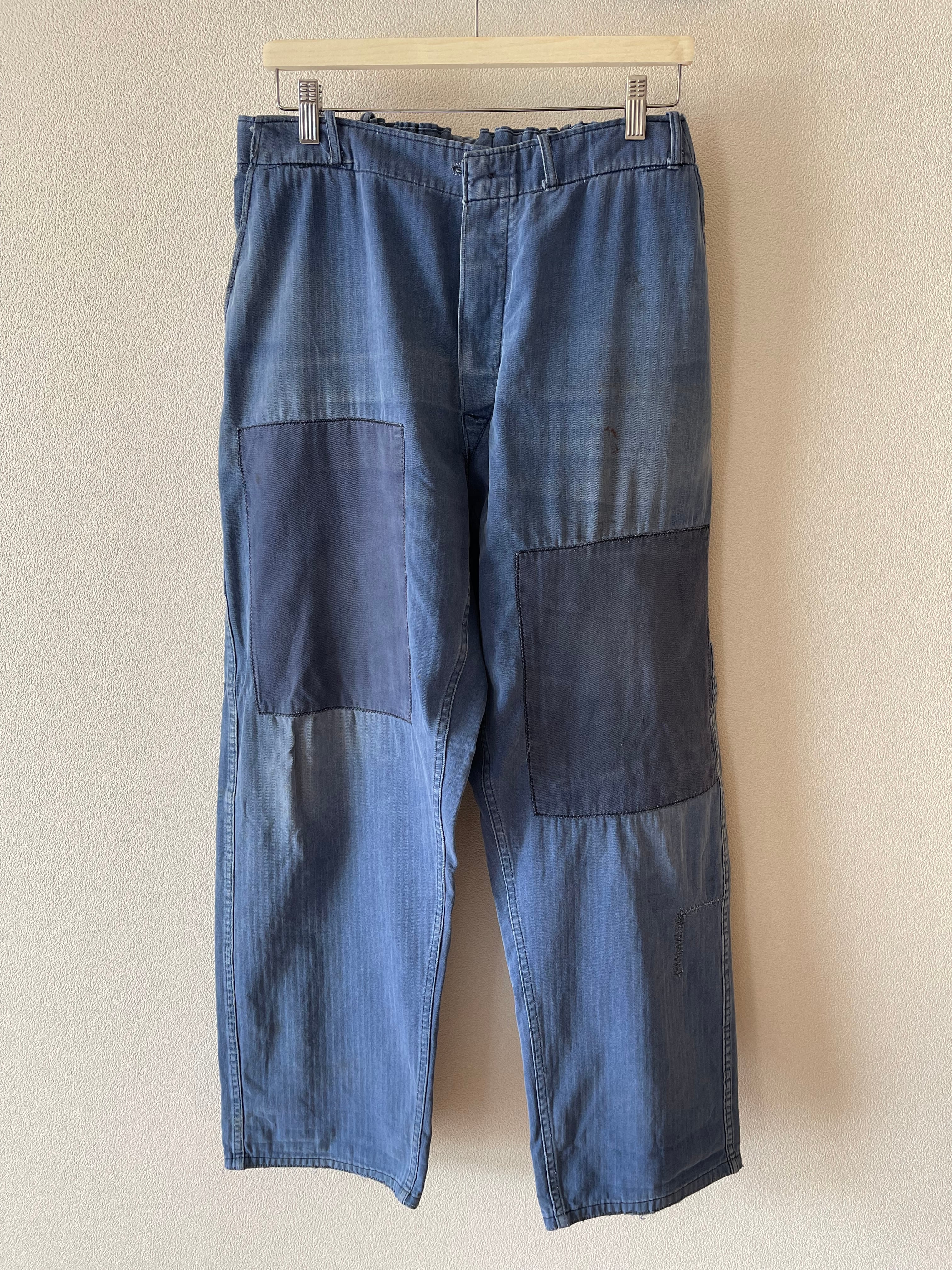 60's German vintage cotton herringbone work pants