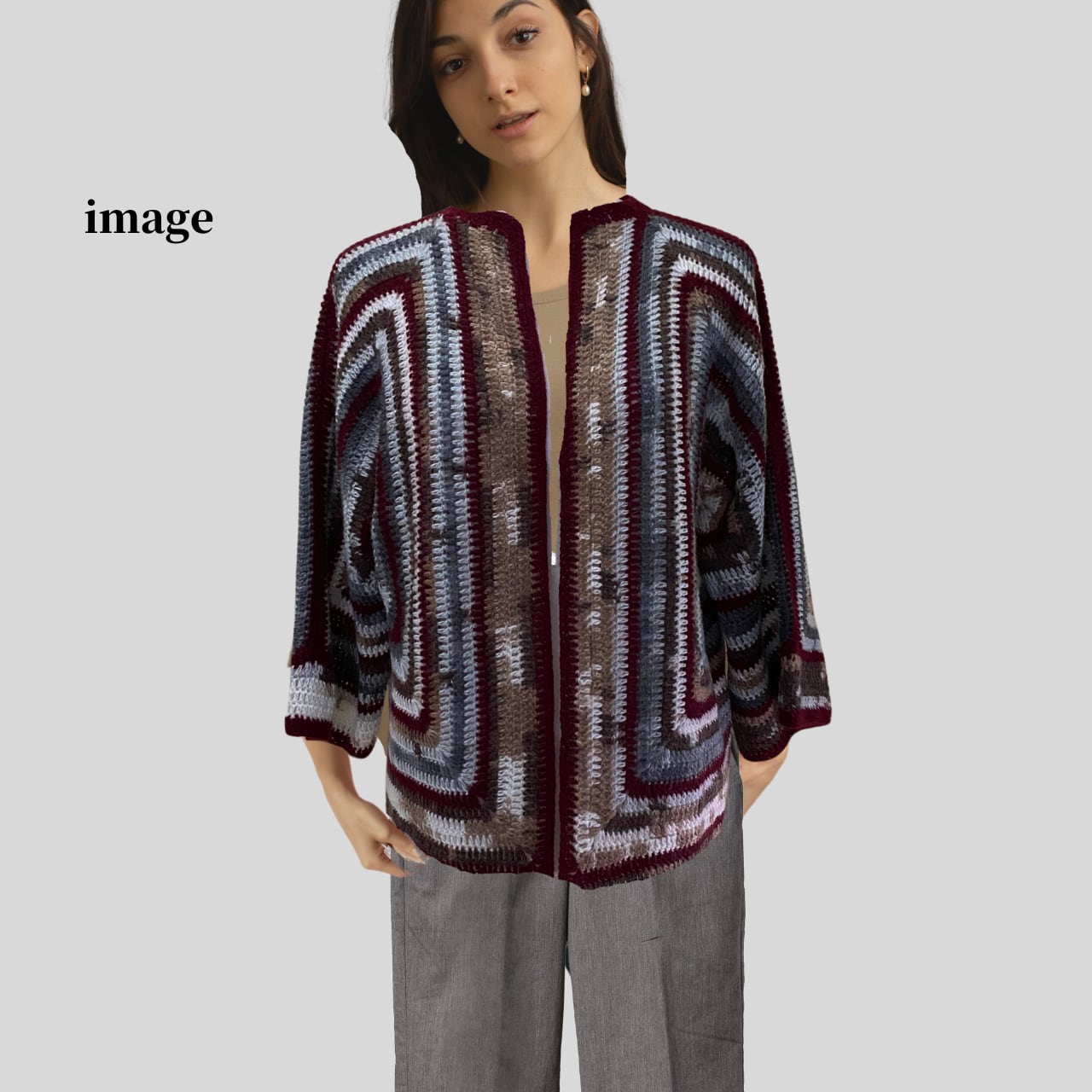 ゴンゴン様　オーダー　専用ページ ヘキサゴンカーディガン ボルドーライン | Pay ID