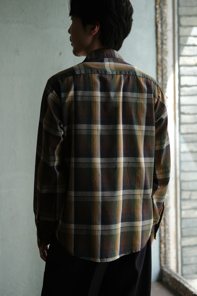 Utah/60-70's "UNKNOWN " cotton polyester open collar shirt